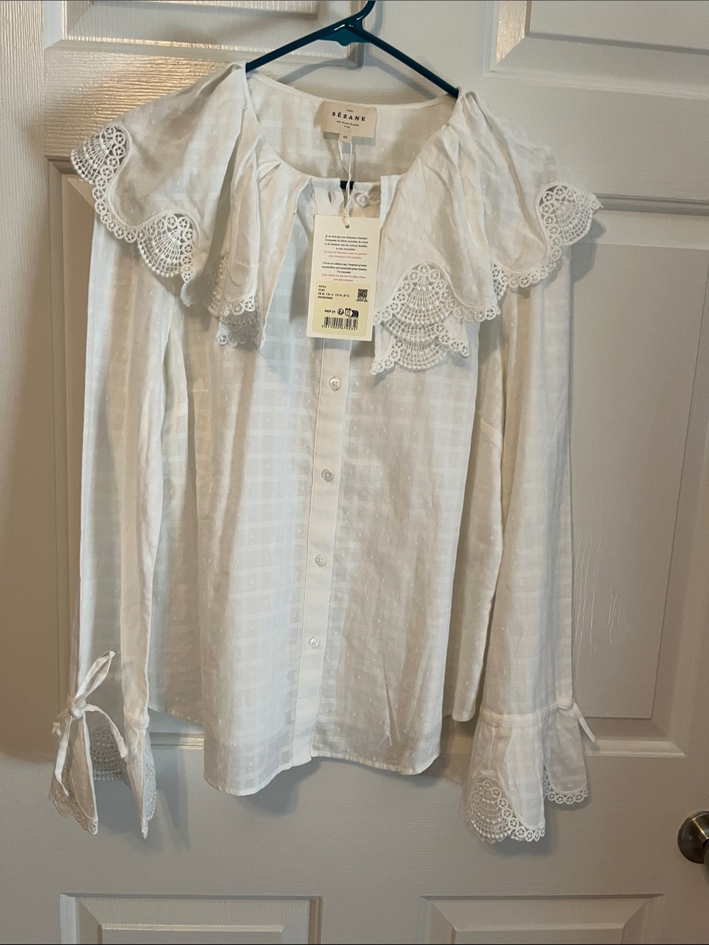 NWT Sezane Sinea Shirt in Ecru